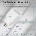 Miniatyrbillede 2 af 6: Smart Plug 20A EU Smart Socket Med Strøm Monitoring Timing Function Voice Control Via Alexa Google Home