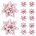 Miniatyrbilde 1 av 3: 5 stykker glitter rosa jul blomster jul tre kunstig blomster pynt god jul pynt