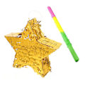 Miniatyrbilde 1 av 6: Golden Star Pinata Fest Fiesta Pinata Tradisjonell Star Shaped Pinata Håndlaget Pinata med pinne