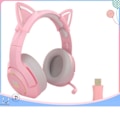 Miniatyrbillede 3 af 3: Sød kat øre hovedtelefon med mikrofon gaming headset og støjreducerende med led lys