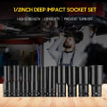 Miniatyrbilde 2 av 8: 10stk 1/2" Drive Deep Impact Socket Set Drive Metric Nurch Socket