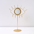 Miniatyrbillede 2 af 7: Guld øje bord spejl  makeup spejle boho bolig indretning stue værelse pynt soveværelse kosmetik påklædning bordplade
