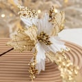 Miniatyrbillede 6 af 10: Glitter kunstig jule blomster jule træ pynt hjem falske blomster jule pynt