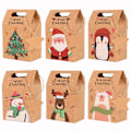 Miniatyrbilde 1 av 6: 6 stykker god jul godteri gave eske med tag kraft papir cookies gave pakning poser