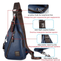 Miniatyrbild 5 av 8: Mode crossbody väska stöldsäker roterbar knapp öppen läder bröstväskor herrar axelväskor