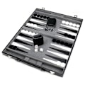 Miniatyrbillede 3 af 7: Spil skak bræt backgammon sæt med syet sort læderetui