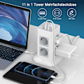 Miniatyrbild 2 av 6: Tower Power Strip Multi Uttag med USB, 2M Förlängningskabel EU kontakt Vertikal Elektrisk Socket Överspänningsskydd för hem