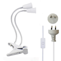 Miniatyrbillede 2 af 7: 360 grader Fleksibel Skrivebord Lampe Holder E27 Base Lys Socket Svanehals Clip-On Kabel Med On Off Switch