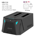 Miniatyrbilde 3 av 8: Dual Bay SSD Hard Drive Dokking Stasjon USB C to SATA HDD Docking Station