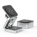 Miniatyrbillede 1 af 8: 3 In 1 Foldbar Magnetisk Trådløs Oplader Stativ Til iPhone 14, 13, 12 Pro/Max/Plus, AirPods 3/2 Station Dock