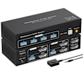 Pikkukuva 1 / 7: Kaksoisnäyttö DP KVM kytkin 4K 120Hz 2x2 USB 3.0 HDMI KVM kytkin 2 tulo 2 lähtö