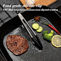 Miniatyrbilde 2 av 7: 1 stk  Sort Silikon Mat Tang Rustfritt Stål Mat Tang Utendørs BBQ Klemmer For Kjøkken