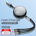 Pikkukuva 1 / 8: Nopea USB kaapeli Huawei/Honorille Sisäänvedettävä Kannettava 3 1 Mikro USB tyyppi C laturi kaapeli