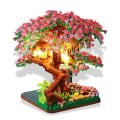 Miniatyrbilde 1 av 2: Med lys Mini Sakura Tre Hus Dekorativt Buildiang Blokker By Gate Utsikt Kirsebær Blossom Klosser Gjør-det-selv-leker