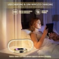 Miniatyrbilde 4 av 8: Multifunksjon Trådløs lader Pad Stativ Klokke LED Skrivebord Lampe Natt Lys USB Port Rask Lading Stasjon Dokk