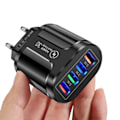 Miniatyrbillede 1 af 7: 3.1A 4 porte USB rejse oplader hurtig opladning QC 3.0 væg opladning
