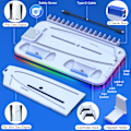 Miniatyrbilde 5 av 7: For PS5 Slank Kjøling Stativ med RGB Lys Vifte For PS5 Konsoll Disc&Digital Editions PS5 Kontroller Dobbel Kontroller Lading Dokk