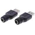 Miniatyrbillede 2 af 6: 2 stk Sort USB Hun Til 5,5mm X 2,1mm Hun DC Strøm Konverter Oplader Adapter