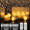 Miniatyrbilde 1 av 6: 24 deler Oppladbare LED stearinlys Ved USB Timer Fjernkontroll Flimrende flammer
