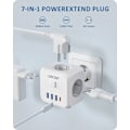 Pikkukuva 2 / 7: Seinä pistorasia laajennus 3 AC pistorasiaa 3 USB porttia ja 1 tyyppi C 7-in-1 EU pistoke laturi