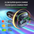 Miniatyrbilde 6 av 6: Bluetooth 5.0 FM sender Handsfree Bil Radio Modulator MP3 spiller Med 22.5W USB Super Quick Charge Adapter