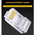 Miniatyrbillede 4 af 7: 50 pc'er RJ45 stik Cat6 stik netværk uskærmet RJ45 perforeret krystal hoved netværk kabel
