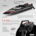 Miniatyrbillede 4 af 7: RC Båd 2,4Ghz 55KM/ H Børsteløs Høj Speed Racing Skib 2200mAh Fjernbetjening Kontrol Speedbåd Legetøj