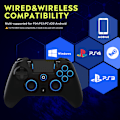 Miniatyrbild 3 av 7: Trådlös kontroller för PS4 PS3 PS2 IOS Android PC Hall Effect 9-color LED lights Vibration effekt PS4 Gamepad