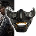 Pikkukuva 2 / 4: Ghost of Tsushima Mask Jin Sakai Cosplay Half Face Samurai Warrior Face Prop