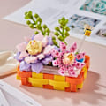 Miniatyrbillede 3 af 10: Bygge klodser sæt skrivebord Bonsai Evig Pink Sakura kirsebærtræ potte plante 3D model DIY mini klodser legetøj