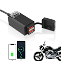 Miniatyrbilde 1 av 7: QC3.0 USB Motorsykkel Socket Vanntett Dobbel USB Uttak Endre 5V Strøm forsyning Adapter Med PÅ/Av bryter