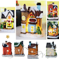 Miniatyrbild 3 av 7: LED Harts Jul By Ornament Set Figuriner Dekoration Jultomte Fall Nålar Snö Utsikt Hus