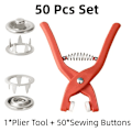 Miniatyrbild 7 av 7: 50 set 9,5 mm fem käkar spänne tång set verktyg gör-det-själv pyssel sömnad ihåligt solid metall snäpp knappar kläder installation tillbehör