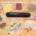 Miniatyrbillede 2 af 6: Vakuum forsegler emballage maskine med gratis 10 stk vakuumposer husholdning sort mad vakuum forsegler
