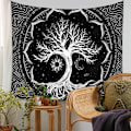 Miniatyrbillede 3 af 11: Mystisk Tree of Life Svamp Skov Tapestry Væg Hængende Eventyr Fortælling