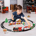 Miniatyrbilde 5 av 9: Batteri drift jernbane tog med lyd & lys jernbane bil leker jule tog tre pynt