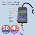 Miniatyrbilde 5 av 7: 1 stk Multifunksjonell Mini 40kg/10g Elektronisk Hengende Fiske Bagasje Balanca Bærbar Digital Handy Lomme Vekt Krok Vekt