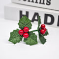 Miniatyrbilde 5 av 6: 24 stk jul løv og kunstig bær røde kirsebær planter til pynt