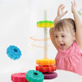 Miniatyrbillede 5 af 7: Stabling Legetøj til børn Spinning Regnbue Gears Toddler Montessori Pædagogisk Sanselegetøj