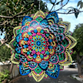Pikkukuva 2 / 3: 3D Mandala riippuva tuulikello koti sisustus ruostumaton teräs parveke puutarha sisustus ulkona riipus tuuli spinneri