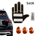 Pikkukuva 1 / 8: Universaali Hauska Auto Keskisormi LED Valo  Kaukosäätimellä Auto Aparaatti & Road Rage Sign Hauska taka ikkuna kyltti auto lisävarusteet
