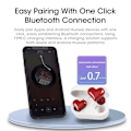 Pikkukuva 5 / 5: Bluetooth 5.3 Langattomat Kuulokkeet Sydän Muotoiltu Kuulokkeet nainen Kuulokkeet Laadukas sydän nappikuulokkeet