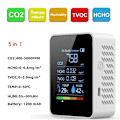Miniatyrbild 5 av 8: Multifunktionell 5in1 CO2 Mätare Digital Temperatur Fuktighetstestare Koldioxid TVOC HCHO Detektor Luft Kvalitet Monitor