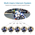 Miniatyrbilde 6 av 7: Motorsykkel Bluetooth Hjelm Intercom Headset 1200M Intertelefon for 6 Riders Vanntett Musikk spiller