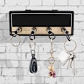 Miniatyrbillede 6 af 9: Guitar Nøglering Holder Nøgle Opbevaring Krog Væg Arrangør Dæk Rack Sort Sliver Nøgle Rack
