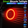 Miniatyrbillede 2 af 7: Cykel Smart Auto Bremse Sensing Lys Vandtæt LED Oplader Cykling Baglygte Lys