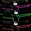 Miniatyrbilde 6 av 8: Bil Interiør Lys Dekorativ Omgivelseslampe USB Optisk Fiber Neon Atmosfære Lys Strip