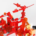 Miniatyrbilde 3 av 7: Bygg Blokk Gate Utsikt Med Figurer Samle En Fiery Dragon Montering Klosser Leker