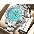 Miniatyrbillede 2 af 10: Rustfrit stål Bezel Mænd Quartz Armbåndsure Luksus Safir Glas Kronograf Ur
