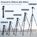 Miniatyrbild 7 av 7: 1,6 M Video Resa Stativ 360° Panorama Fluid Drag Pan Stativ Max Load 6KG Arca Swiss Plate